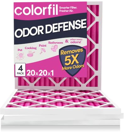 Colorfil 20x20x1 Air Filter (4-Pack) | Made in the USA | Color Changing | Remove Cat and Dog Odor | MERV 8 for Pet Hair Dander and Dust | 19.5x19.5x0.75 Exact Size