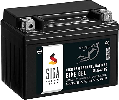 SIGA YTX4L-BS GEL Roller Batterie 12V 4Ah 75A/EN GEL Batterie 12V Motorradbatterie entspricht 50314 CTX4L-BS auslaufsicher wartungsfrei
