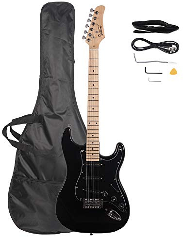 Bonnlo 39 Full Size Electric Guitar for Music Lover Beginner with Accessories Pack Guitar Bag (Black)