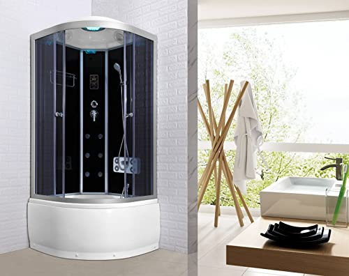 Mitepek Cabina idromassaggio touch, vetro temperato, lucido, moderno, 80x80 cm, Argento