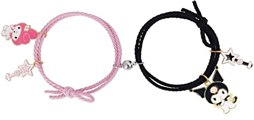 Roffatide Anime Magnetische Armbänder Gegenseitige Anziehungsarmbänder Elastische Haargummis Verstellbares Armband-Set