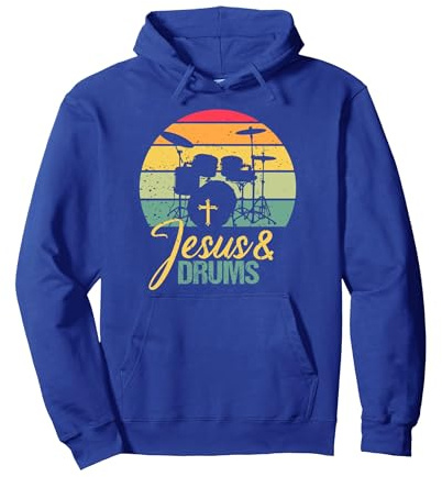 Jésus Drums Spiritual Christian Faith Religious Drummer Poison Sweat à Capuche, Unisexe pour Adultes, Bleu Royal, L