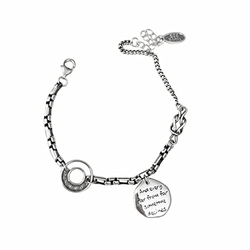 YUUKI Armreif Damen Silber 925,Vintage Sterling 925 Silber Armband Für Frauen Medaille Ring Armband Armreif Mit Verstellbarer Silberkette Glücksschmuck Für Frauen