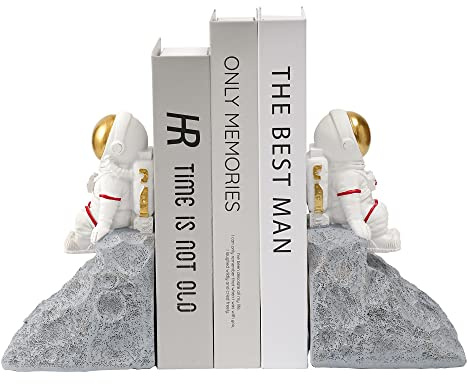 BUTILIVEEN Astronauten-Buchstützen für Bücher, Astronauten-Dekoration, Weltraum-Thema, Schlafzimmer, Schreibtisch, Bücherregal-Dekoration, Geschenke für Weltraumliebhaber