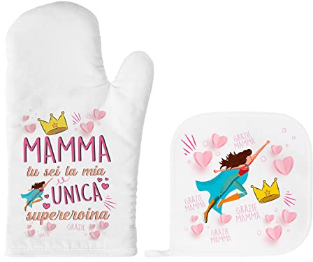 Idea regalo día de la madre original – Guante de horno y manopla para mamás – Regalos divertidos para mamá, hija e hijo