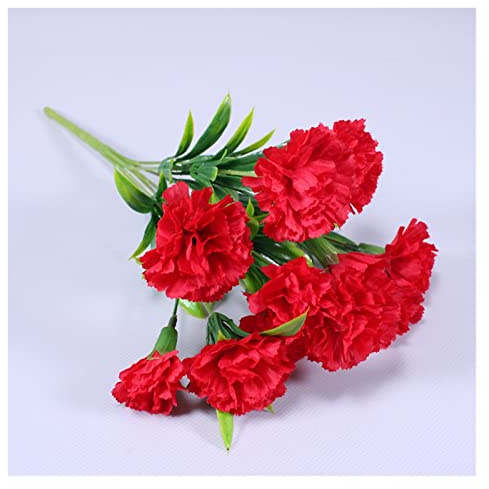 luckxuan Fleurs Artificielles avec Vase 1 Bouquet d'œillets, Fleur Artificielle, Fleurs éternelles en Soie for décoration de fête de Mariage à la Maison Fleurs Artificielles Deco(Color:1pc A)