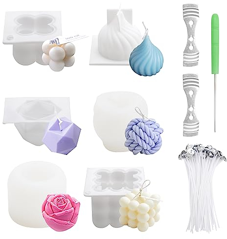 DAWRIS 3D DIY Kerzenform Silikon Set - Kerzen Selber Machen Kit Mit Bubble Kerze Formen - Silikonform Zum Gießen Als Heimdekorationen