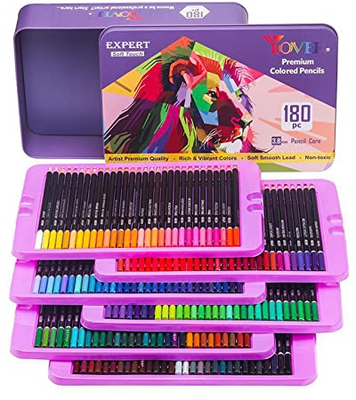 Künstlerbedarf, 180 Buntstifte-Set mit Farbnummer, 3,8 mm weicher Kern auf Ölbasis, professioneller Künstlerbedarf für Künstler, Lehrer, Studenten, Teenager, Geschenke in Blechbox