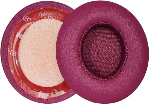 Solo3 Ear Pads Cushions Replacement for Beats Solo 2 & Solo 3 Wireless On-Ear Headphones, Ear Cushions Memory Foam Earpads with Soft Protein Leather (Brick Red)