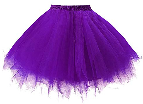 Girstunm Damen Tutu Tüllrock 50er Vintage Tüllrock Petticoat Mehrfarbig Bubble Tanzkleid Rock Unterrock Tütü Kurz Ballett Lila X-Large