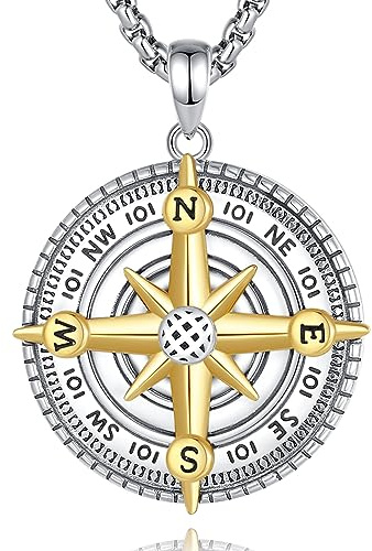 EUDORA Harmony Ball Kompass Kette für Damen Herren Sterling Silber 925,Kompass Halskette Amulett Anhänger Schmuck Glücklich Geschenk für Frauen Männer,Edelstahlkette 22 Zoll
