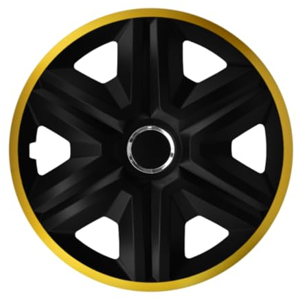 Luckyberg Radkappen 14 Zoll Fast Lux | Radzierblenden 4er-Set für die meisten Automarken und Stahlfelgen, Zierkappen in vielen Farben. Felgenabdeckung für Autofelgen (14 - Gold)