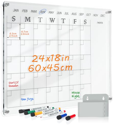 MAKELLO A2 Acrylic Calendar Wall, Monthly Planner Whiteboard, 60x45cm