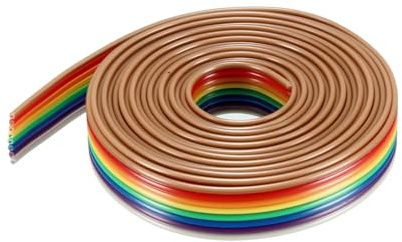 DMiotech 8 Pins IDC Flachband-Regenbogenkabel 200cm 1,27mm Pitch | Breadboard Jumper-Kabel für Elektronische Projekte