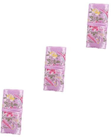 IMIKEYA 3stücke Multifunktionale Schmuckrolle Aus Satin Rolltasche Für Reisen Handgefertigter Schmuck-organizer Mit Stickerei Bequem Tragbar Für Halsketten Und Ringe Für Unterwegs