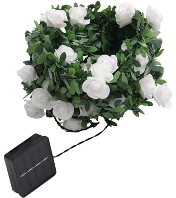 Garneck Guirlande Lumineuse LED De Roses Artificielles Lampe Solaire Extérieur pour Jardin Lumière Verte Qui Enroule Facilement