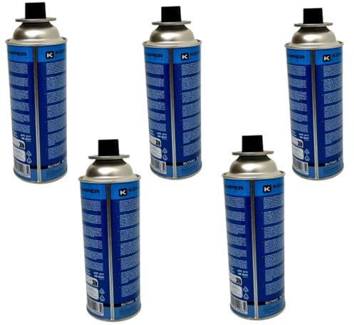 PINTO FERRAMENTA Fornello a Gas da Campeggio Portatile Bomboletta o Cartuccia Gas Bombola Ricarica Butano per Fornelli Cucina Campeggio Stufette Cannello a 1 Fuoco (BOMBOLETTE, LUNGHE 5PZ)