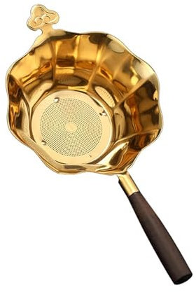JISADER Tee-/Kaffeesieb, Tee-Ei, Langer Griff, Netz-Teefilter für Wohnzimmer, Arbeitszimmer, Gold