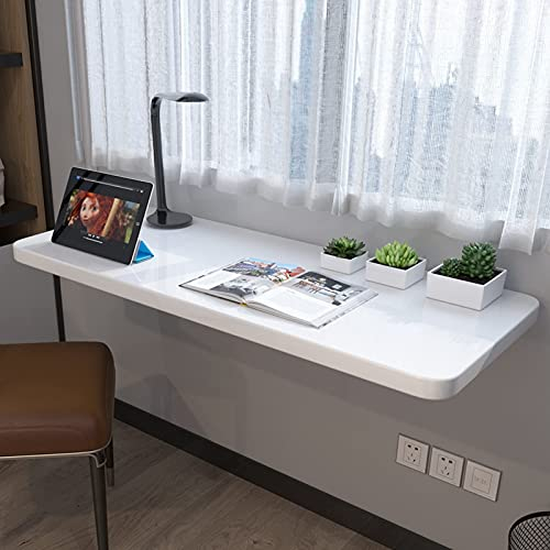 Weißer klappbarer Computertisch 60 cm, 70 cm, 80 cm, 90 cm, 100 cm, 120 cm, Wandmontage | Wandtisch für kleine Räume, Home-Office-Arbeit | Balkon-Hängetisch, faltbar, für Küche, Frühstück, Bartisch