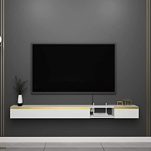 Tv Cabinet, Tv Lowboard, Floating Shelves, Floating Tv Console, Wall-Mounted Tv Cabinet/Hanging Rack/Set-Top Box, Wall Mounted Media Console, for Home and Office./White/White