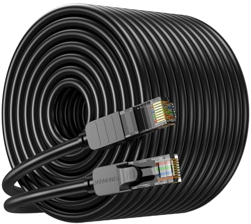 JARNHNG Cat 6 Ethernet-kabel 76 m, inomhus/utomhus hög hastighet 10 Gbps internetkabel, svart RJ45 LAN-patchkablar, Ethernet-kabel lämplig för spel, datorer, tv-apparater, routrar, skrivare