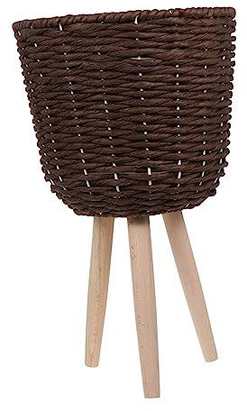 KITANDOVE Eck-blumentopf Aus Holz Und Rattan Geflochten Dekoratives Pflanzgefäß Für Innen Schlicht Und Elegant Für Schlafzimmer Wohnzimmer Und Büro