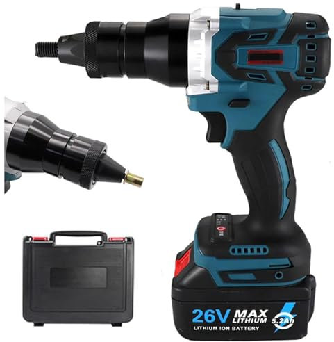 Juego de remachadora eléctrica inalámbrica, kit de herramientas de remachadora automática, incluye batería y cargador