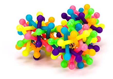 CIYODO 2 Stück Regenbogen Gummi Kaubälle Mittel für Hunde mit Glockenton Langlebiges Kauspielzeug zur Zahnpflege und Beschäftigung Indoor Spielzeug und Welpenbeißhilfe