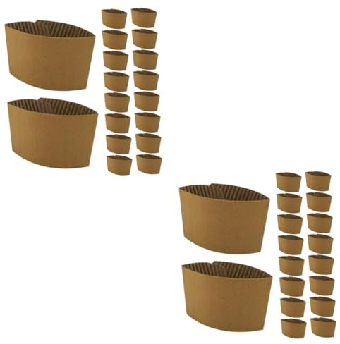 minkissy 2 Sätze Pappbecherhülle Ärmel Für Kaffeetassen Standard-dosendeckel Schutzhülle Für Den Becher Ärmel Für Bierflaschen Kaffeetassenhüllen Aus Papier Wellpapier Brown 25 Stück * 2