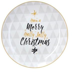 Avilia Assiette à Panettone en céramique 30 cm avec bord doré - élégante et raffinée pour table de Noël