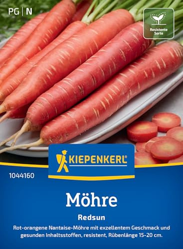 Kiepenkerl Möhrensamen Redsun 1044160, Gemüsesaat | Süßes Aroma, hoher Lycopin-Gehalt, für Freilandanbau, Inhalt für 3-5 laufende Meter, Länge 15-20 cm