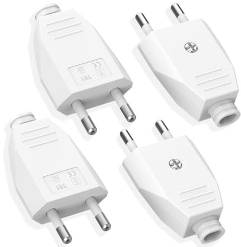 4 Piezas Clavija Enchufe Macho, Enchufe Europeo Plano Vecbmn Clavija Plana, Clavija 250V 2.5A Enchufe 250V, Enchufe Macho Plano Clavijas Schuko Enchufe Schuko