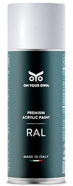 OYO - Spray Vernice Acrilica Bianco Satinato 400ml per Progetti Fai-da-Te - Bomboletta Spray per Uso Multiplo (1, RAL 9010) - On Your Own