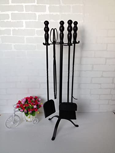 Lot de 5 outils robustes en forme de F 76,2 cm pour foyer, foyer, cheminée et cheminée, accessoires décoratifs en fonte