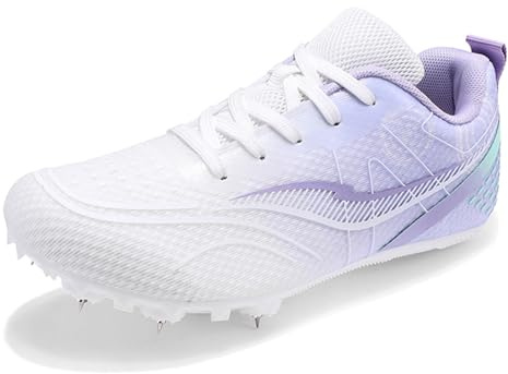 sekiueo Zapatillas De Atletismo Mujer Transpirables para Carreras De Pista Y Campo Zapatillas De Salto Zapatillas Deportivas con Clavos para Sprint,Púrpura,39 EU