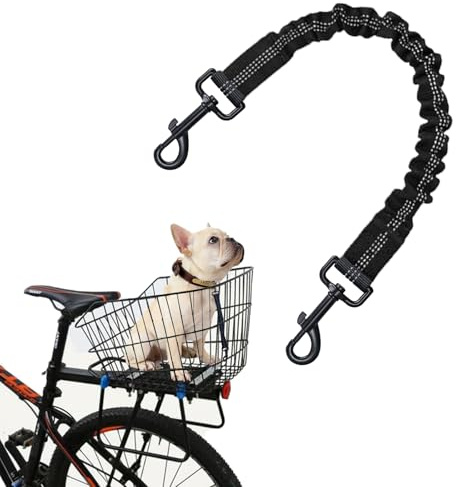 Dog Seat Belt for Bike Basket, Bike Leash, Retractable Bicycle Dog Seatbelt Seatbelt Extender for Bicycle Baskets, Racks or Pet Carriers (Black)
