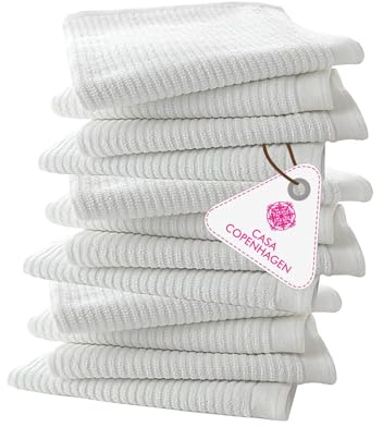 Casa Copenhagen Gerippte Barmopp-Handtücher, 12er-Pack aus 100% Baumwolle, saugfähig und langlebig, 25 x 25 cm – Vielzweck-Küchentücher für Zuhause, Bar und Restaurant