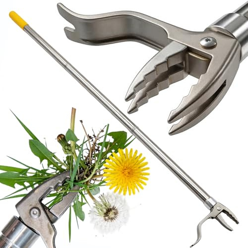 GETYEA Weed Puller,Stand Up Heavy Duty Weed Remover Tool with Long Handle & 4-Claw Steel Head,48Adjustable Handle Weeder Tool,Hand Weeding Tool-Easy Weeding Without Bending or Kneeling Down(Original)