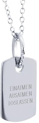 Kette mit Gravur personalisiert Edelstahl - Ketten Anhänger im Dog Tag Stil Silber & Gold - Personalisierte Halskette für Frauen - Kettenanhänger mit Namensgravur Datum Spruch Schmuck Geschenk Damen
