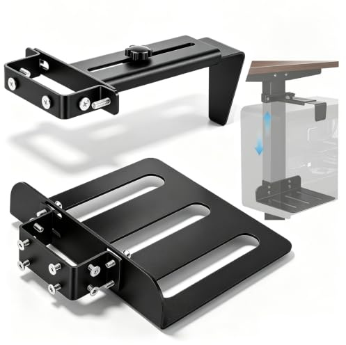 PC Halterung unter Schreibtisch Ohne Bohren 90*50 mm Verstellbare Halterung | PC Wandhalterung mit Schutzpolstern, Stabile PC-Halterung Montierbar für Gaming & Büro für Computergehäuse bis 20 kg