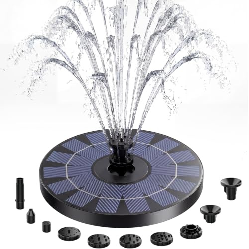 AISITIN 3,5 W Solarbrunnen für Draussen 10 Effekte mit und 4 Haltestangen | Solar Springbrunnen für Außen(Durchmesser 180 mm), Solar Teichpumpe für Garten,Teich,Vogelbad, Wasserspiel