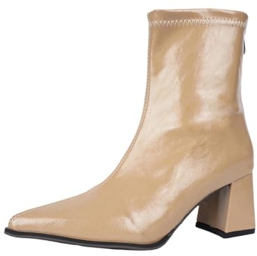 Generisch Bottines élégantes pour femme avec talon - Bottines d'extérieur à talon bloc - Bottes à tige large - Bottes pour femme - Bottines sexy légères - Bottes de cowboy pour festival