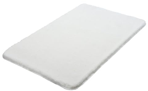 Kleine Wolke Badteppich Relax Polarweiß 85 x 150 cm | OEKO-TEX zertifiziert, rutschhemmende Unterseite, für Fußbodenheizung, maschinenwaschbar, 100% Polyacryl
