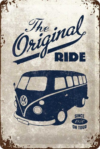Nostalgic-Art Retro Blechschild, Volkswagen Bulli – The Original Ride – VW Bus Geschenk-Idee, aus Metall, Vintage-Design zur Dekoration, 20 x 30 cm