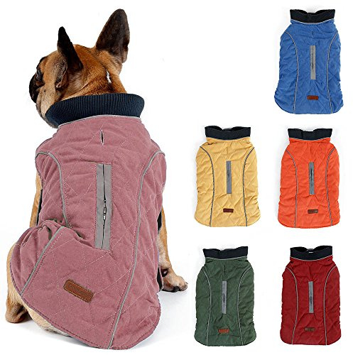 TFENG Reflektierend Hundejacke Brust 32-38cm, Rückenlänge 23cm Hundemantel Warm gepolstert Puffer Weste Welpen Regenmantel mit Fleece (Rosa, XS)