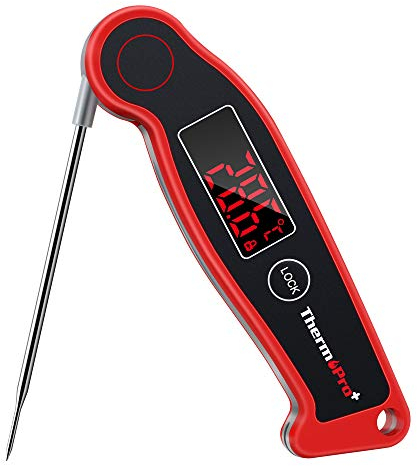 ThermoPro TP19 IP65 Wasserdicht Fleischthermometer ±0.5℃ Genau Küchenthermometer 2-3s Reaktionszeit Bratenthermometer Einstichthermometer für Braten, Wein, BBQ, LCD
