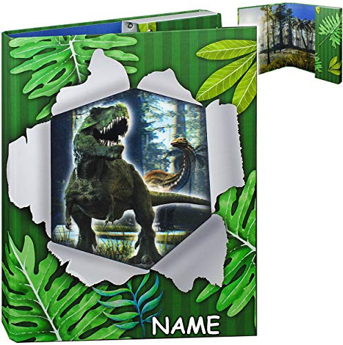 alles-meine.de GmbH 3D Effekt großer A4 - Heftordner/Heftbox/Sammelordner - Dinosaurier - Dino T-Rex - inkl. Name - Aktenordner - für Hefte - Zeichnungen - Dokumente - SAMM..