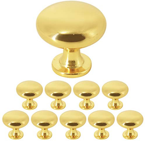 Probrico 10 Pack Kitchen Door Knobs Single Hole Gold Cabinet T Knobs Stainless Steel Cupboard Knobs (Screws Included)