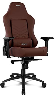 Drift DR550BW - Silla Gaming Profesional, polipiel extra suave, reposabrazos ajustable 4D, piston clase 4, asiento basculante, altura regulable, respaldo reclinable, cojines lumbar y cervical, marron