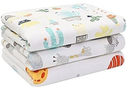 Baby Diaper Changing Pad Liners(22X27.5 inches) Soft Cotton Waterproof Changing Mat for Baby Underpads Mattress Mat Sheet Protector Portable Reusable Urine Pads for Travel Gear Pack of 3